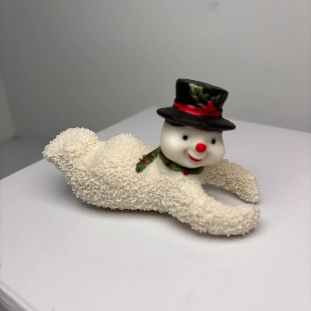 Snowman Candle Huggers Sugared Ceramic Don Mechanic 3in Vintage 1990s (Qty 4)